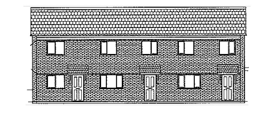 Lot: 46 - GARAGE SITE WITH PLANNING FOR THREE DWELLINGS - Proposed front elevation